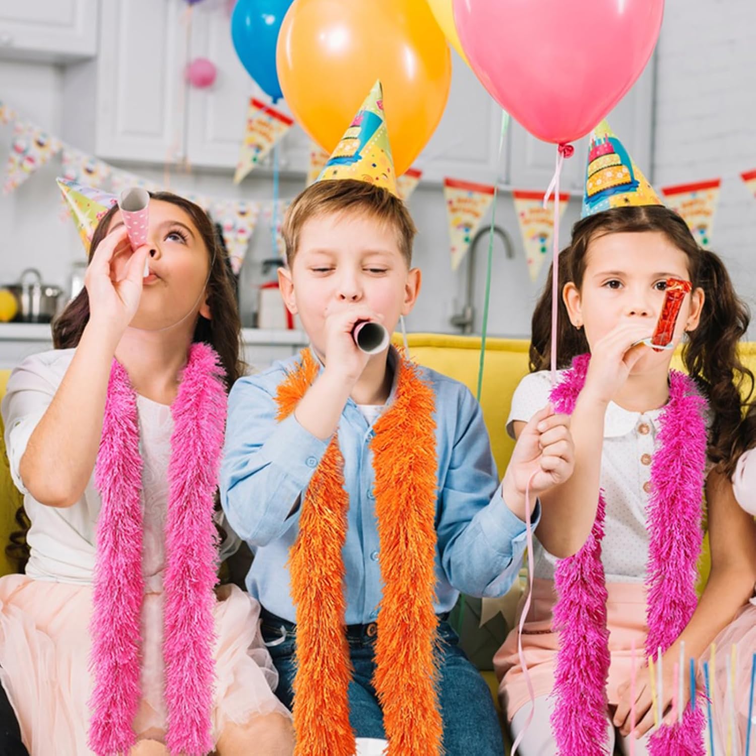 5pcs Feather Boa - Red Artificial Fluffy Boas Bulk 5 Ft for Wedding Birthday Tea Party Christmas Costume Decor - Image 6