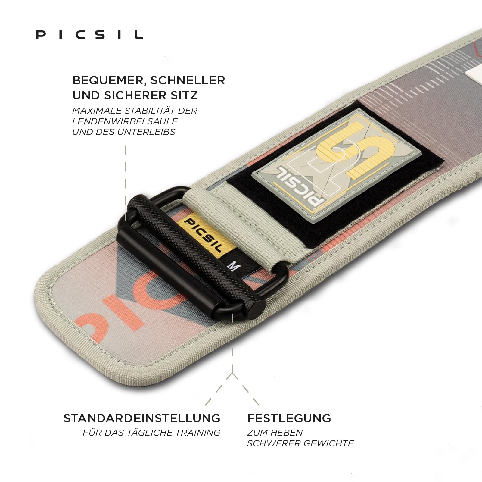 PICSIL - Lendenwirbelgurt Lockpro aus Neopren, Flexibler Support für Cross Training, Functional & Powerlifting, Doppelverschluss