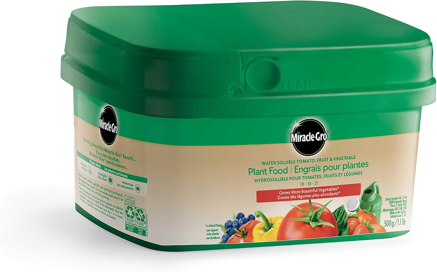 Miracle-Gro Water Soluble Tomato, Fruit & Vegetable Plant Food, 500g | Grows More Bountiful Produce Instantly | for Garden & Container Plants