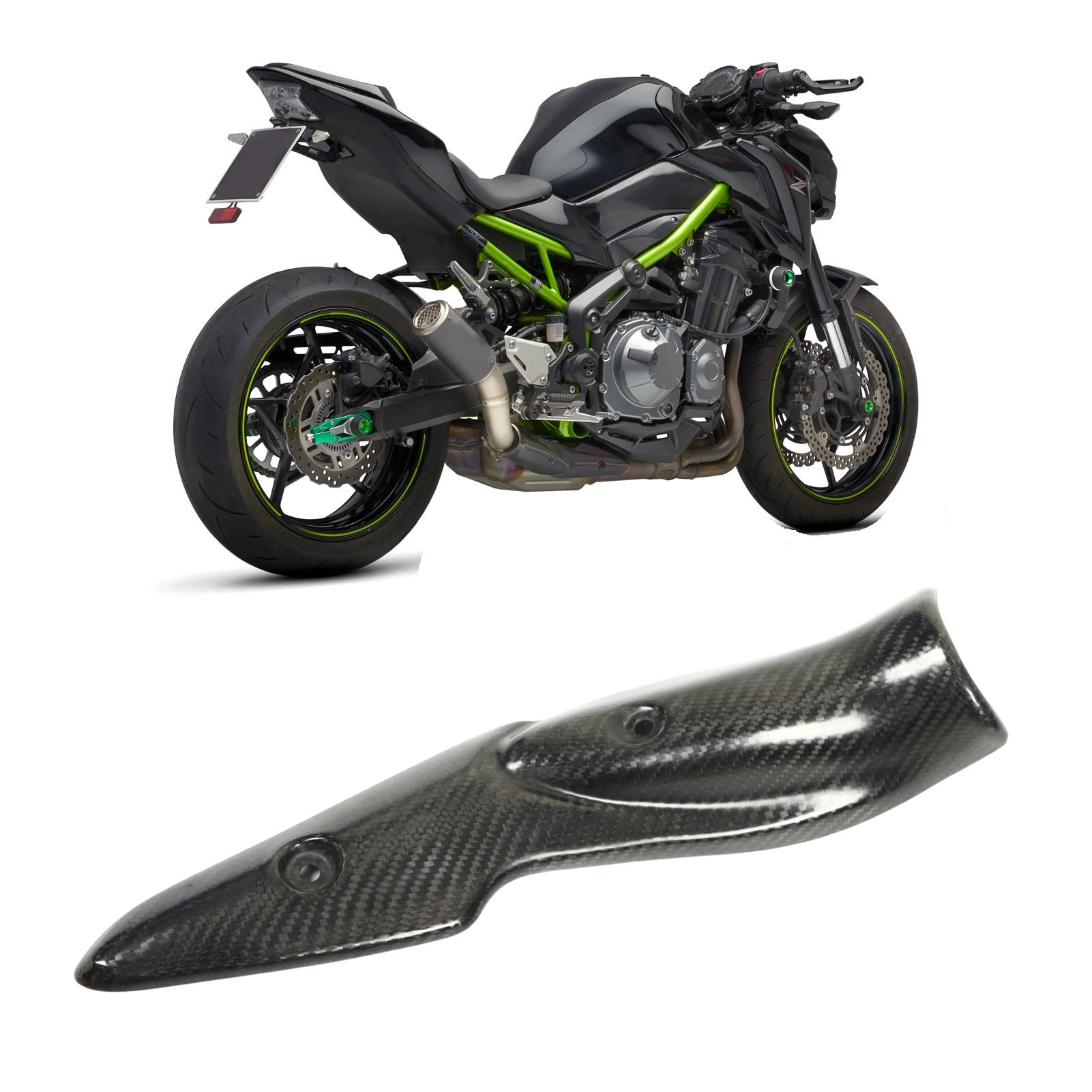 Cubierta de Escudo Térmico de Escape, Tubo de Enlace Medio de Motocicleta Protector de Tubo de Fibra de Carbono Z900 para Z900 2017‑2019 20172019