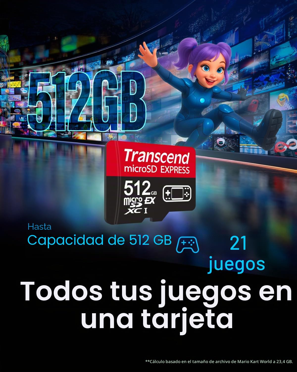 Transcend Tarjeta microSD Express de 256 GB, hasta 900 MB/s, para dispositivos Nintendo Switch 2/AR VR, tarjeta de memoria de video 4K 8K UHD para ROG Ally/Steam Deck/MSI Claw/GoPro/Insta360/DJI/Drone