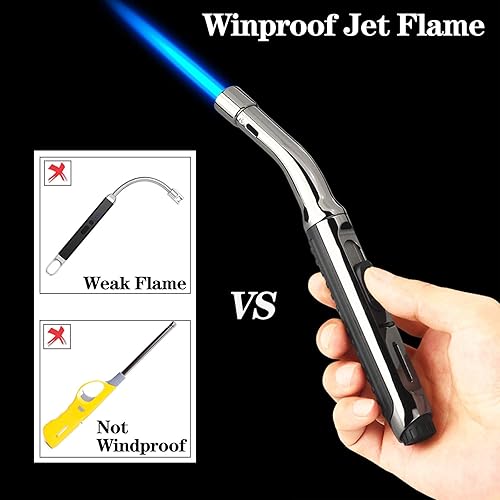 Miniatura 4 de Yeuligo Torch Lighters, 7.6in Long Butane Lighter with Visible Window, Adjustable and Refillable Lighter for Kitchen Fireplace Camping Candle Grill