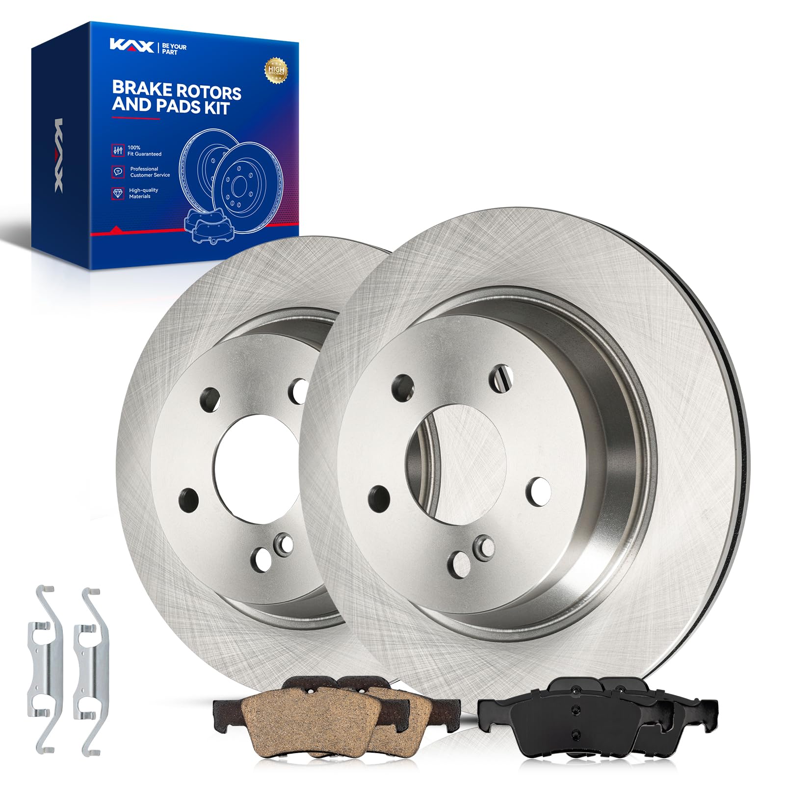 KAX Rear Brake Kit, OE Brake Rotors and Ceramic Brake Pads | Fits Mercedes-Benz E350 2006-2016, E320 2003-2005, CLS550 2007-2011, CLS500 2006, E500 2003-2006, CLS400 2015-2016, E550 2007-2009