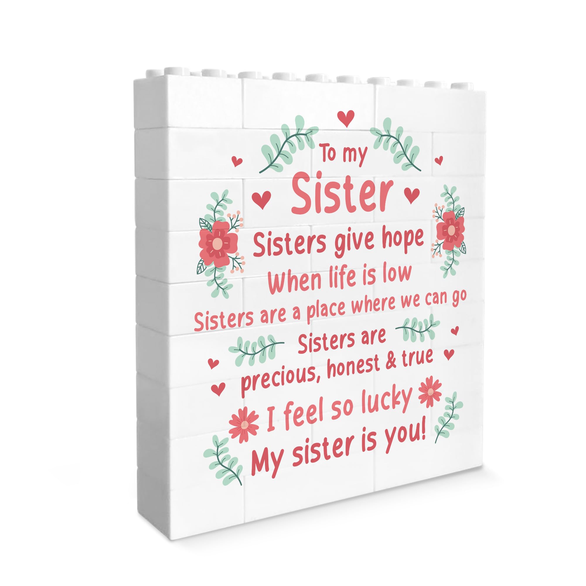 Red Ocean For Sister, Building Block Sister, For Birthday Christmas, Puzzle, Keepsake Her, Friendship