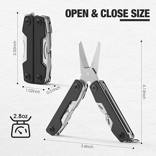 Miniatura 4 de Multiherramienta EDC 11 en 1 - Tijeras, cuchillo de bolsillo, llavero, abridor de botellas y destornillador, multiherramienta EDC de acero