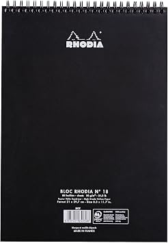 Rhodia Wirebound Notepad, A4, Dot - Black (185039C)