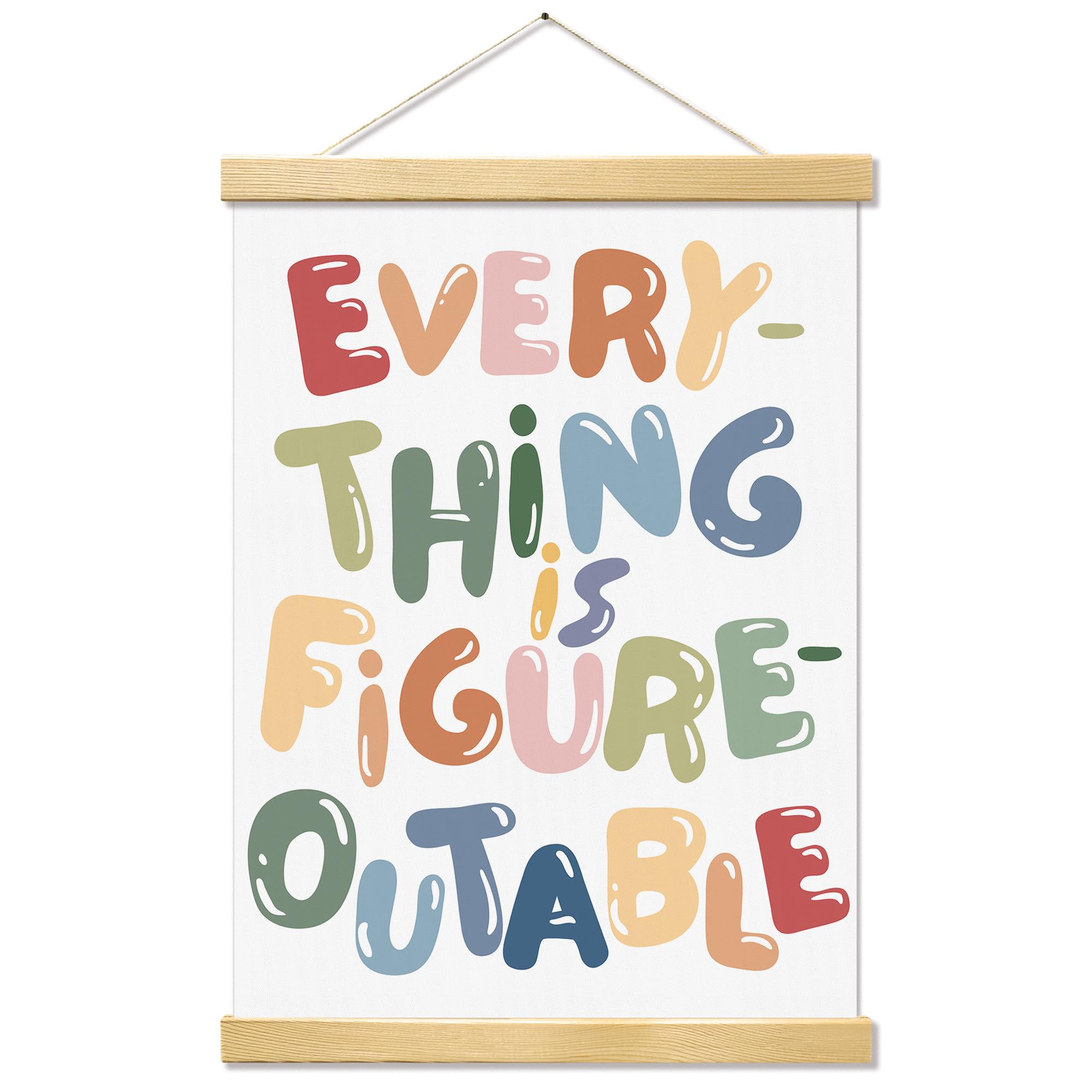 Kaderas Colourful Figureoutable Positive Affirmations Quote Wall Art, Motivational Wall Decor Poster Everything Is Figureoutable Prints For Bedroom Livingroom Classroom Office