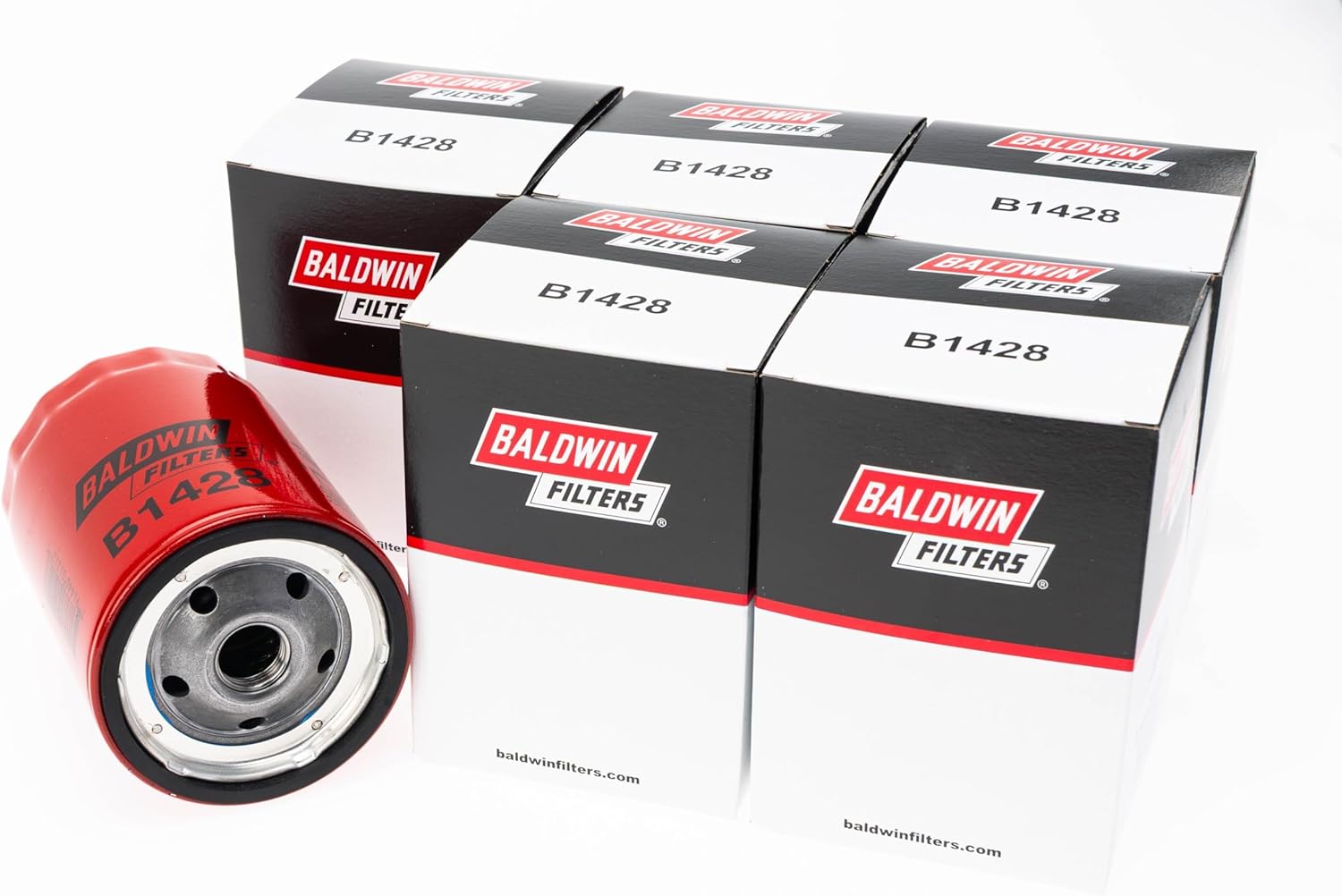 Baldwin B1428 Spin-On Lube Oil Filter 6 Pack – Compatible with Select Chevy GMC C/K Trucks Tahoe Suburban Sierra Yukon – Replaces PF1218, 25160561, Fram PH5, WIX 51060