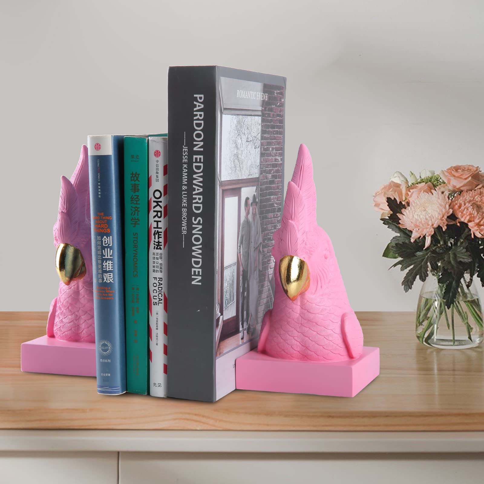 Amazon.com: JOOMBE Pink Parrot Decorative Bookends,Set of 2 Cute