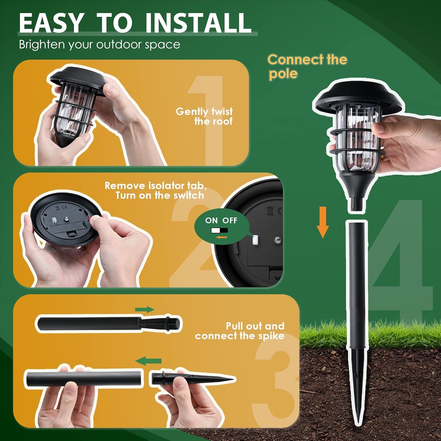 Solpex Solar Pathway Lights - Outdoor Garden Lights -4 Solpex Solar Pathway Lights - Outdoor Garden Lights -4
