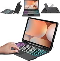 ROOFEI Bluetooth Billentyűzetes Tok Samsung Galaxy Tab S9 FE+/S9+/S10+ 12,4" Tablethez - Levehető RGB Háttérvilágítású QWERTZ Billentyűzet T 1