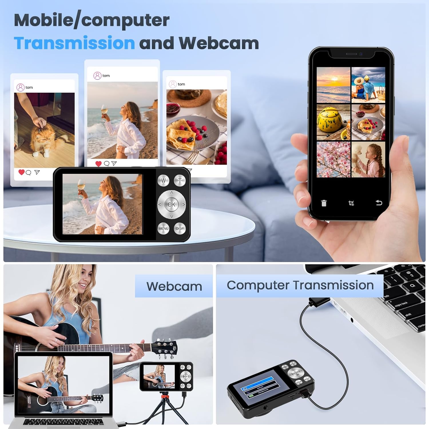 64MP 4K Digital Camera, Hoestr 18X Zoom Autofocus Point and Shoot Compact Camera with 64GB TF Card, Flash, 2.8" LCD Screen for Teens Adult Beginner Travel Photography Vlogging（Black）