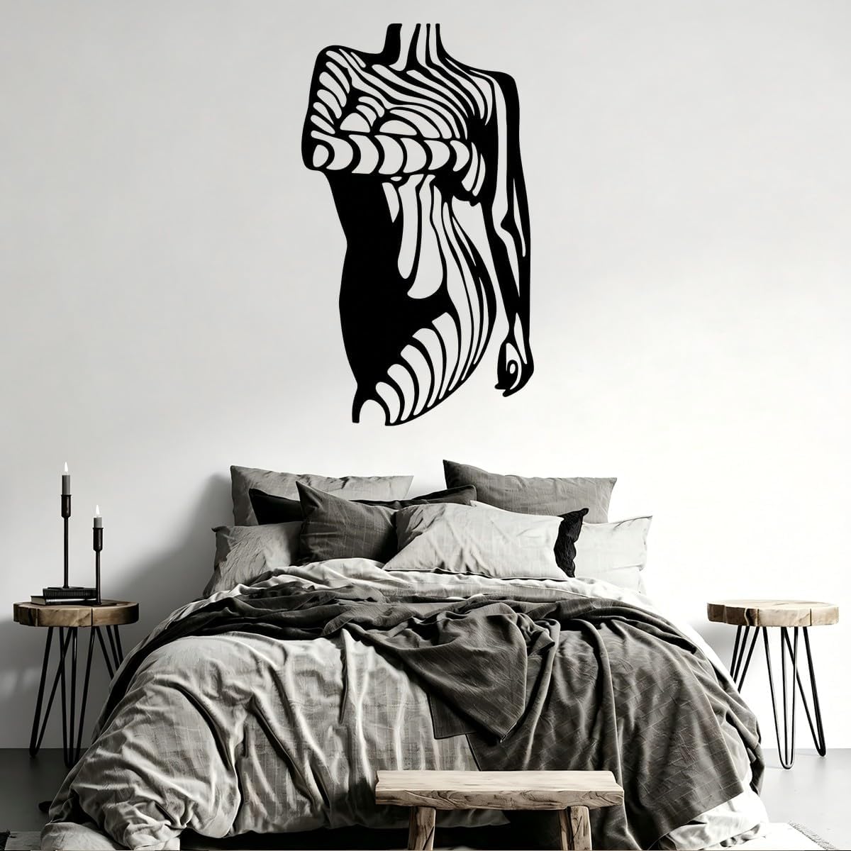 Abstract Female Body Metal Wall Art, Black Wrought Iron Style Wall Decor, Living Room Bedroom Decor, Above Bed Decor, Housewarming Gift (Black,12 inch) image 5
