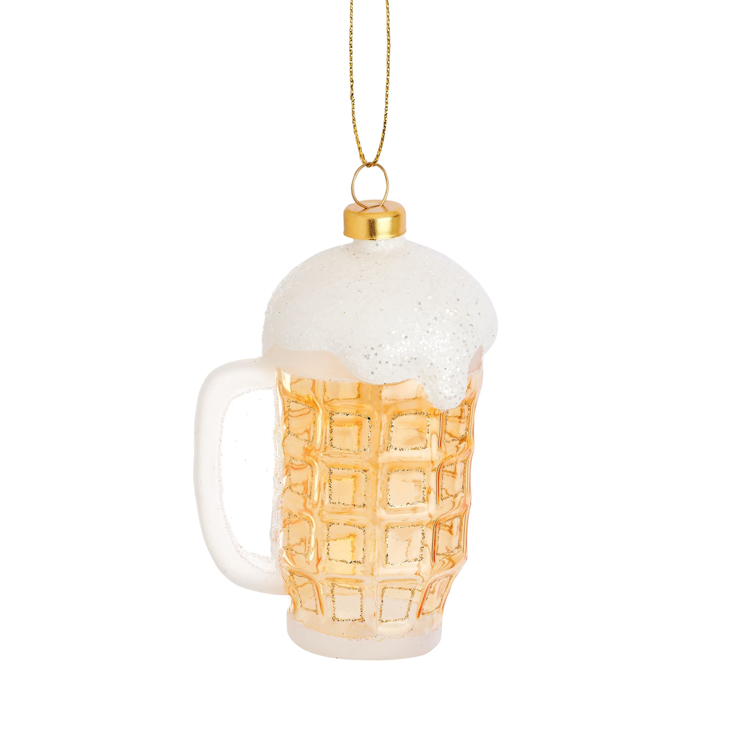 Sass & Belle Gold With Glitter Frothy Beer Shaped Bauble