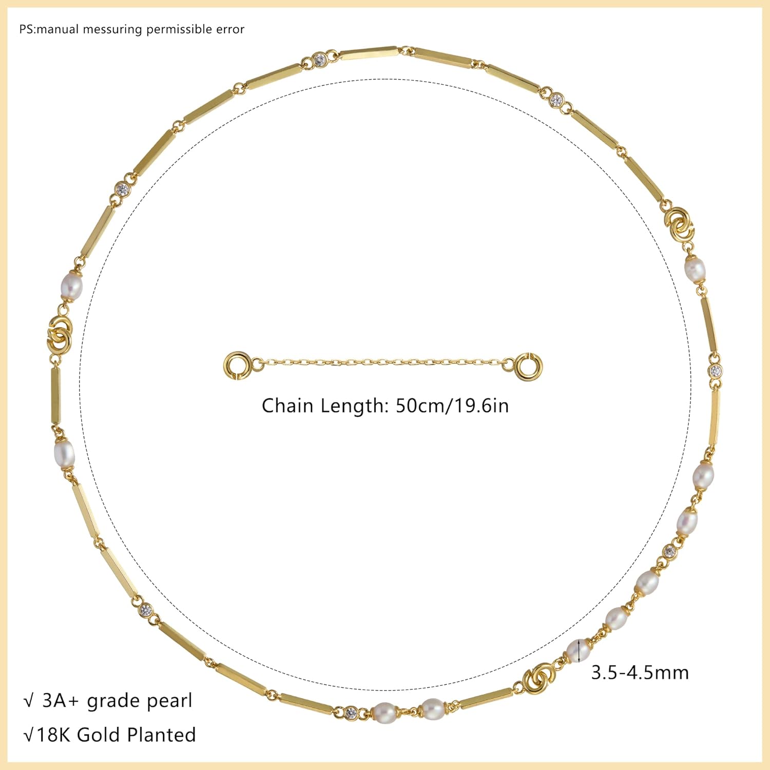 18K Gold Morse Code Pearl Necklaces, Can be Combined as Bracelet and Anklet with Cubic Zircon and Pearl, Suitable for Everyday Wear, Great Gift for Women