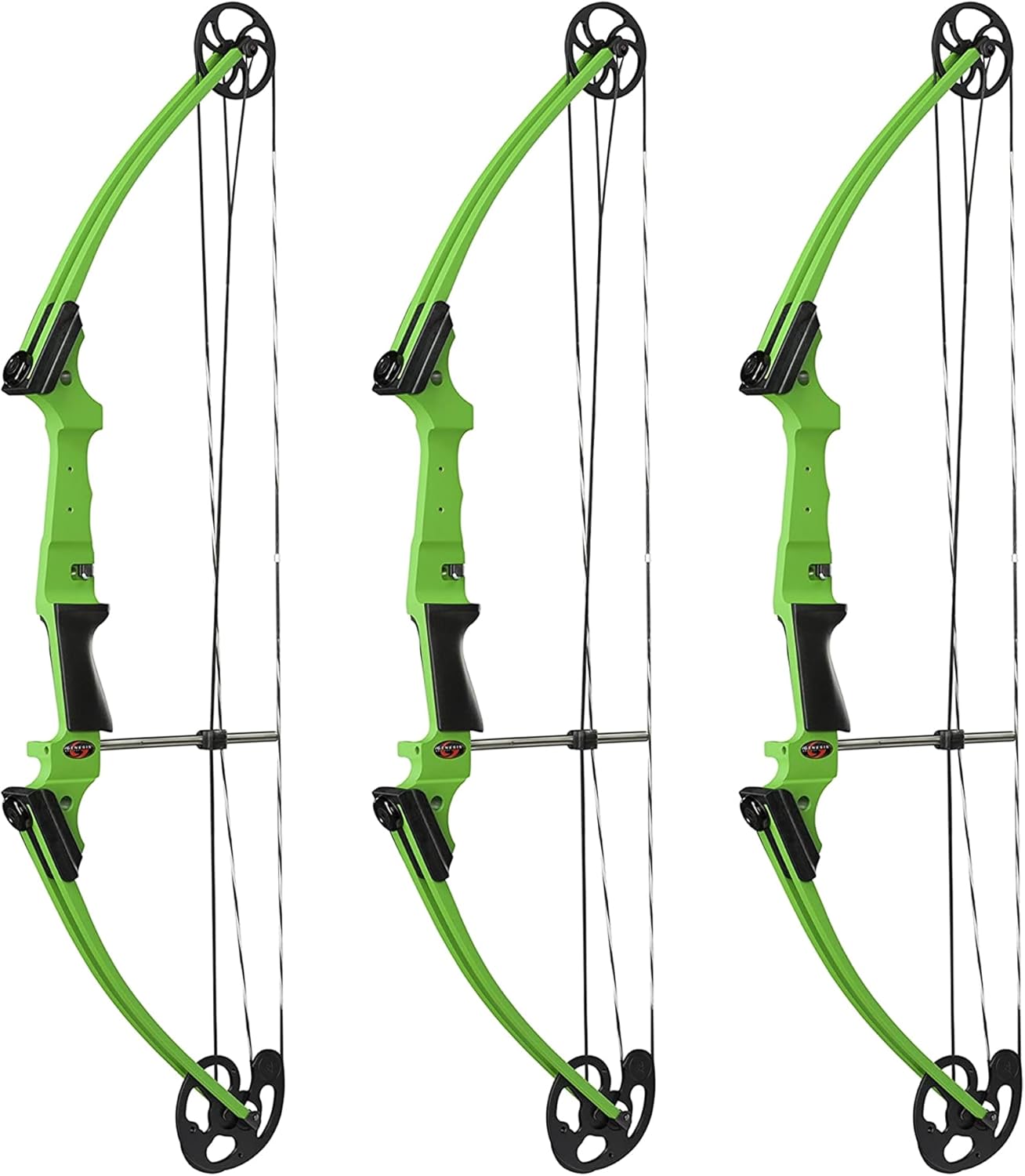 Genesis Archery Compound Bow w/Adjustable Draw Length from 15"-30" & Adjustable Draw Weight Range of 10 to 20 Pounds for Left-Handed, Green (3 Pack)