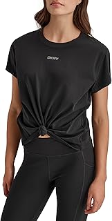 DKNY Women's Short Sleeve Crew Neck Knot Front T-Shirt