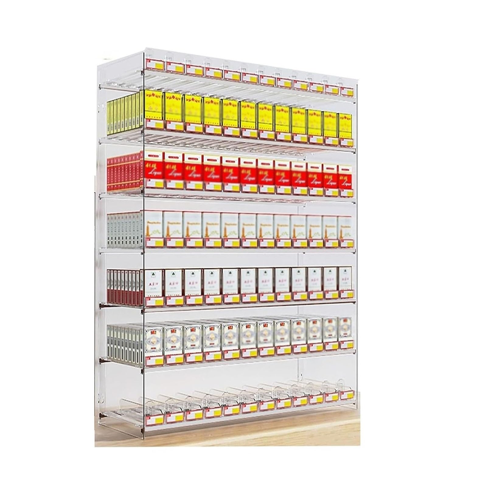 Generico Vetrina espositiva per Sigarette da banco Trasparente | Supporto per vassoi a Spinta Automatica per Negozi di Alimentari | Vetrina con divisorio (85,5x15,2x69 cm) - Perfetta per Negozi al de