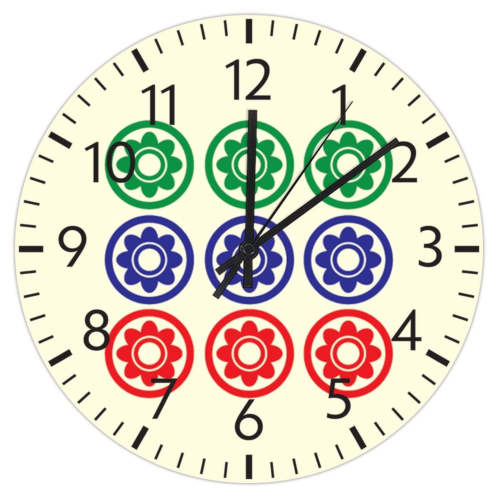 Horloge murale Mahjong en PVC 30,5 cm style chinois silencieuse