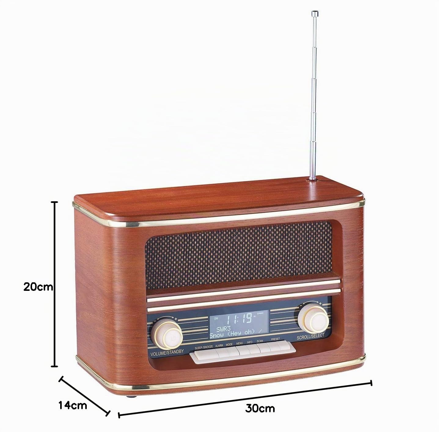 auvisio Digitales Nostalgie-Stereo-Radio mit DAB+, Bluetooth 5.0, FM & Wecker