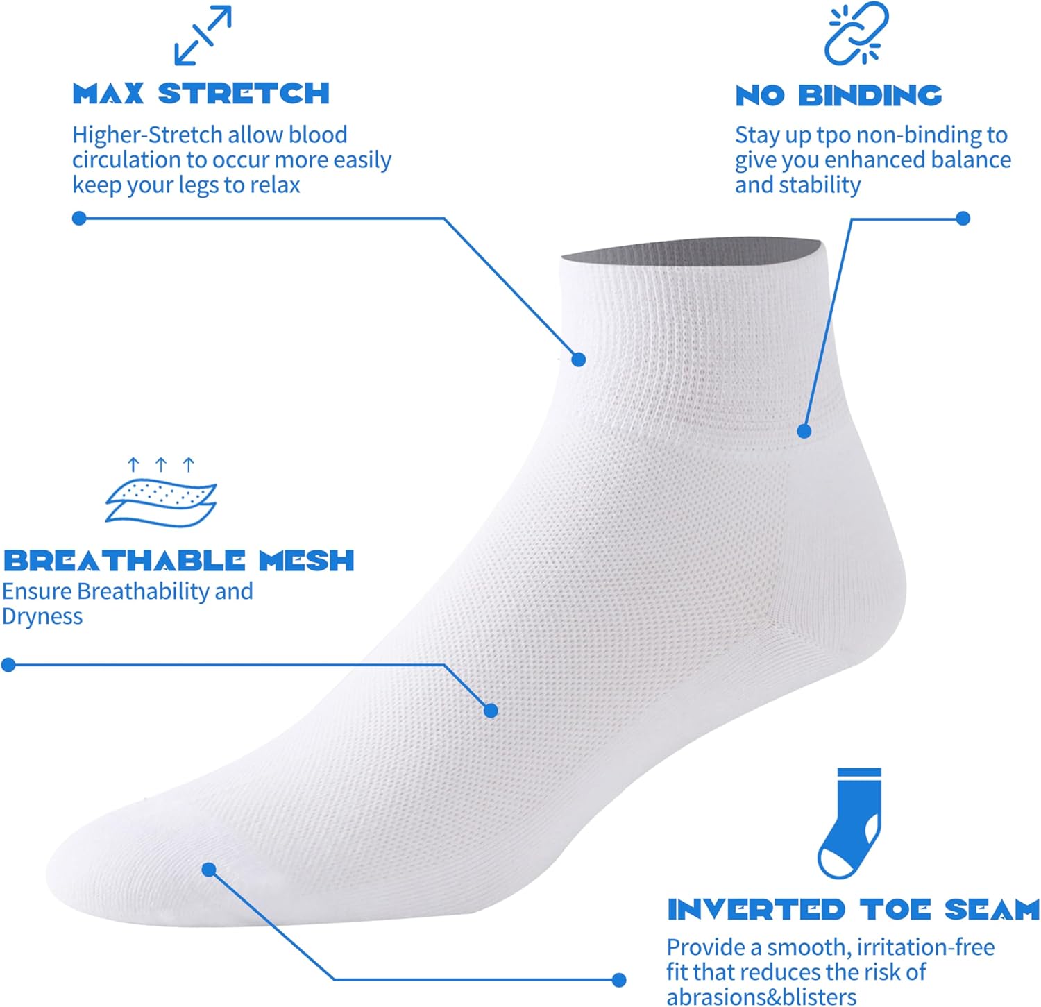 Forcool Non Binding Loose Top Seamless Ankle Low Cut Cotton Diabetic Socks for Men and Women, M/L/XL, 3/6 Pairs - Image 4