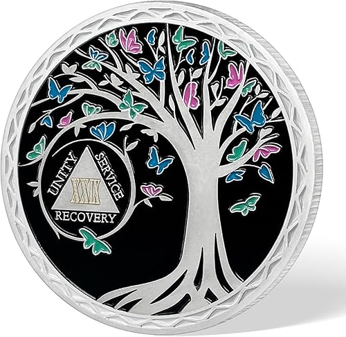 Miniatura 180 de Moneda de sobriedad de 2 años, árbol de la vida, medallón AA, Alcohólicos Anónimos, Ficha de aniversario, regalos de sobriedad para mujeres y 02 Años
