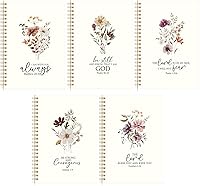 Vista 1 de Gueevin 5 Pack Spiral Notebook Aesthetic School Supplies A5 Wide Ruled 160 Pages/ 80 Sheets Cute Notebook for Work Students School Office Floral