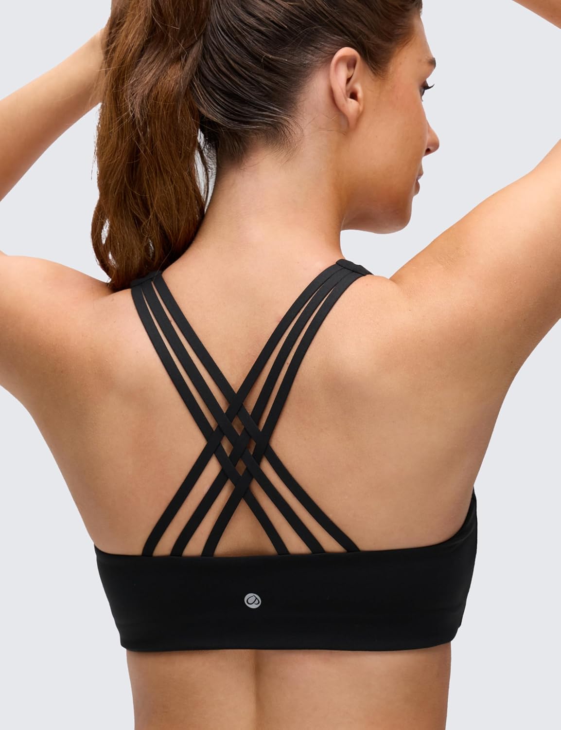 CRZ YOGA Butterluxe Multi-Strap Cross Back Sports Bras for Women - V Neck Padded Strappy Wireless Yoga Top