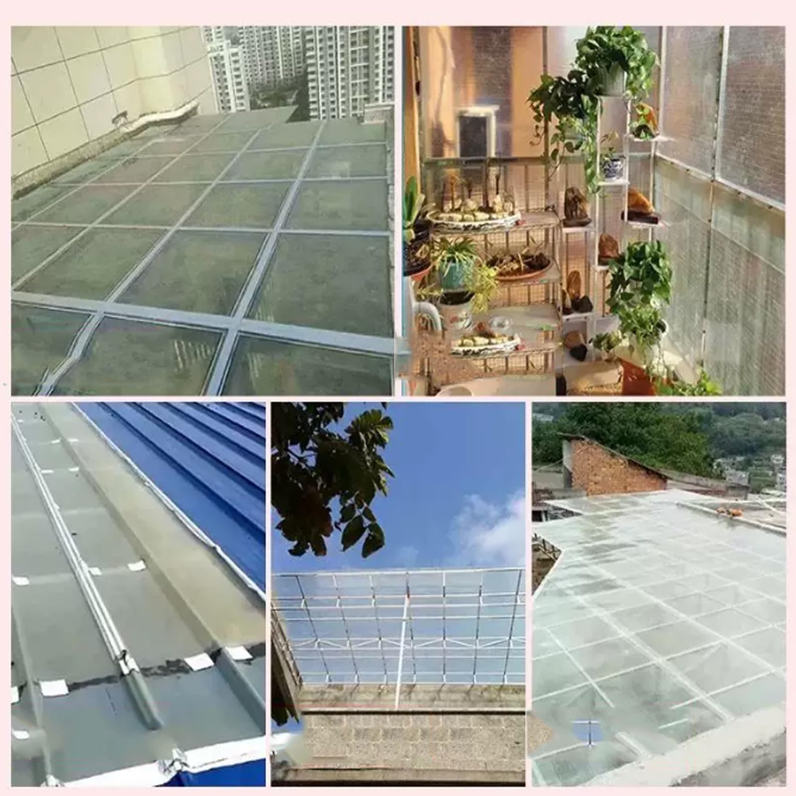 Paneles de Techo de 2/5/8/11/15 Piezas,Chapa Ondulada de Exterior,Panel para Tejado de Cobertizo de Garaje Longitud de 0,5 m a 1,7 m (Opcional),para Techo de Invernadero (0.9x0.9m,8 Pcs)