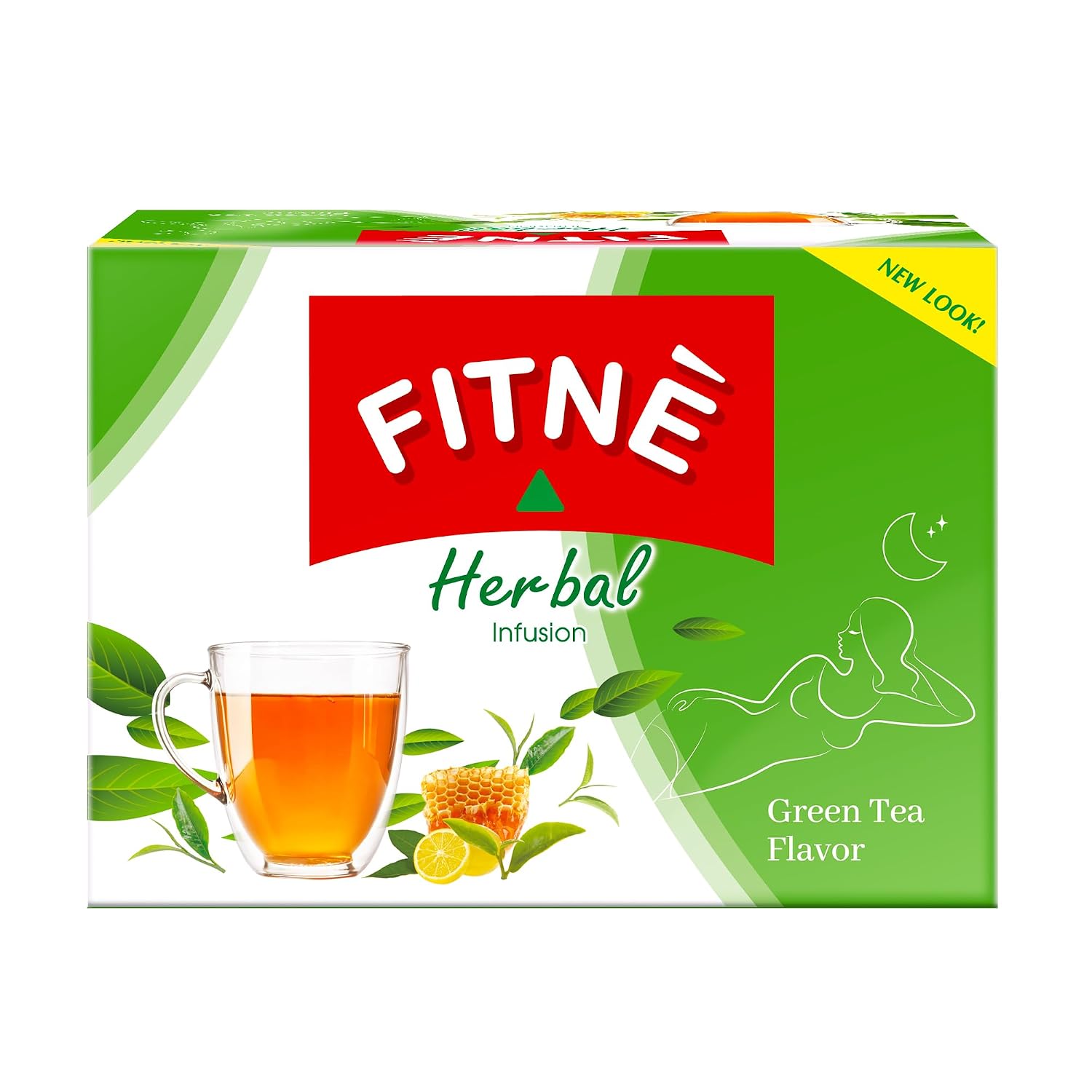 FITNÈ Green Tea Herbal Honey Lemon With Garcinia Senna Infusion Gentle Detox Cleanse High Antioxidant No Calories Stevia Sweetener, 15 Tea Bags