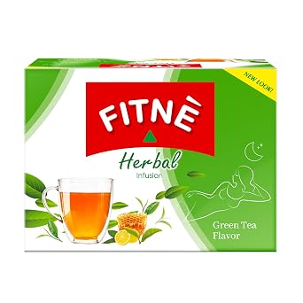 FITNE Green Tea Herbal Honey Lemon With Garcinia Senna Infusion Gentle Detox Cleanse High Antioxidant No Calories Stevia Sweetener, 15 Tea Bags