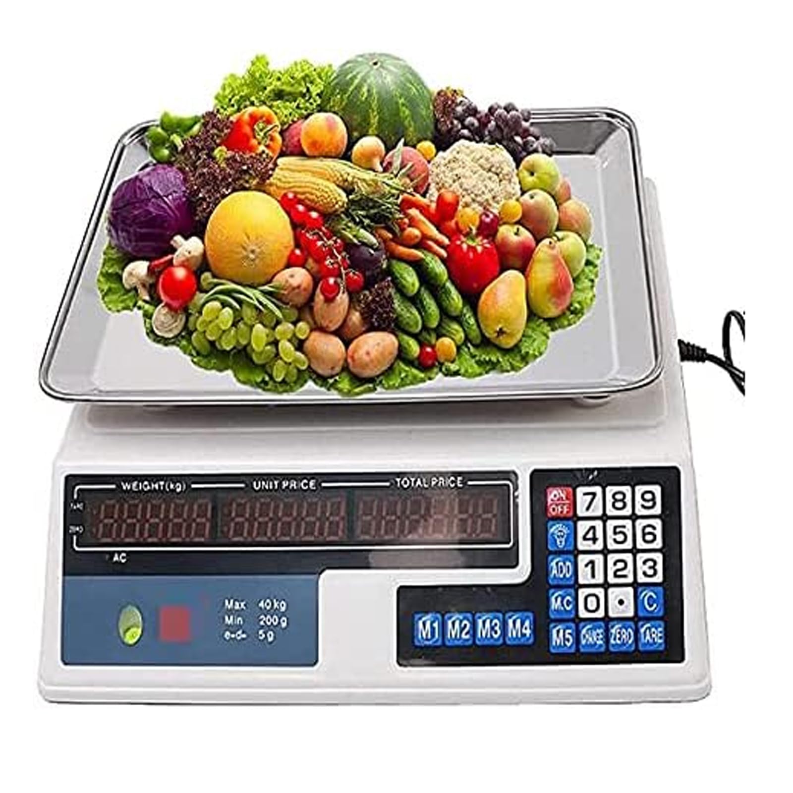 HPTHLY Electronic Scales Digital Electronic Scales Digital Price Computing Scale,Electronic Digital Scales for Food Meat Fruit Produce,with LED Tare Zero Function,40KG/2