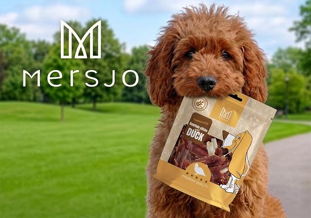 Foto 2 de 7 de MERSJO Palitos para masticar de pato premium para perros, 500 g, sin gluten, 61% pato, 16-18 cm