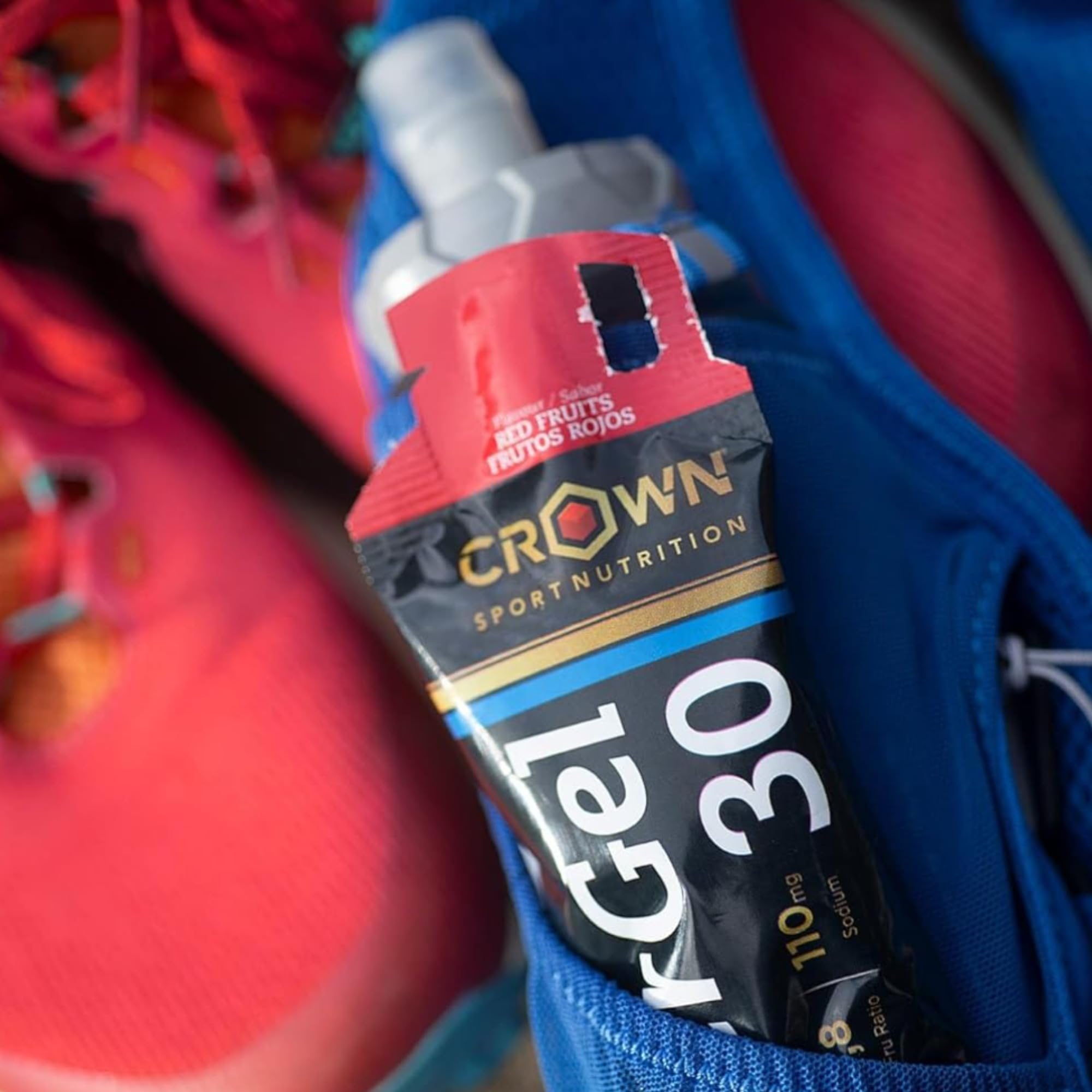 Crown Sport Nutrition HyperGel 30 | Neutro Con Cafeina | Gel Energético Running Ciclismo 30 g Carbohidratos | Ratio 1:0,8 Con Cafeína 80 mg + 110 mg Sodio | Textura Liquida | Sin Aditivos Vegano
