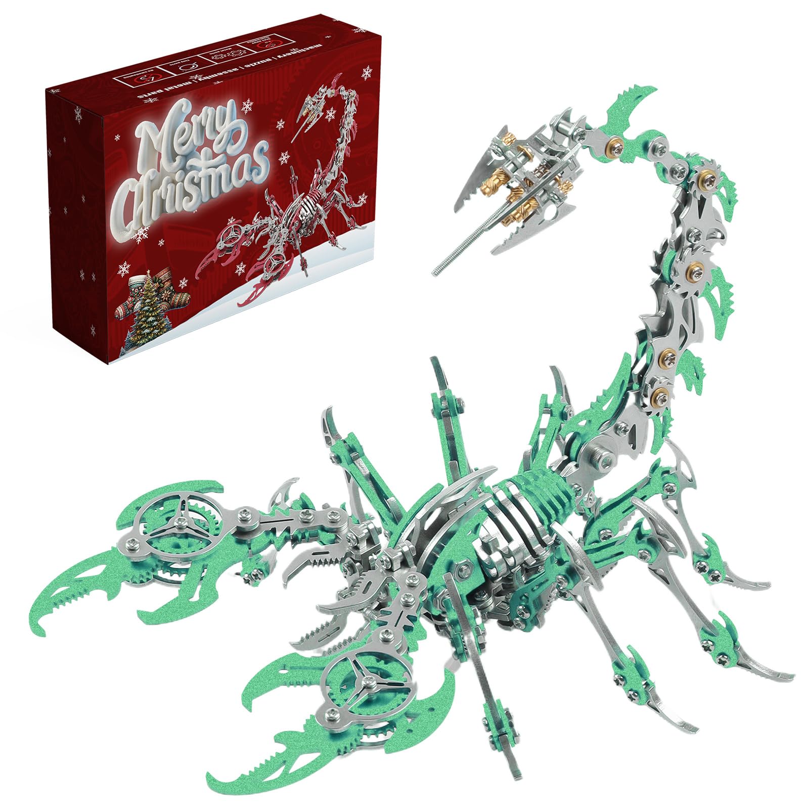 Metalkitor Scorpion 3D Metal Puzzles Kits for Adults – 454 Pcs – Mechanical Assembly Models – 4 Hours to Build – Ideal and Desk Decorations(Green)