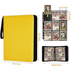GERMUN 9 Pocket Card Binder, Premium Zip Trading Card Binder, 720 Double Sided Pocket PU Card Collection Binder, Collector Card Album, Card Folder for MTG, TCG, Sports Cards, Game Cards (yellow)