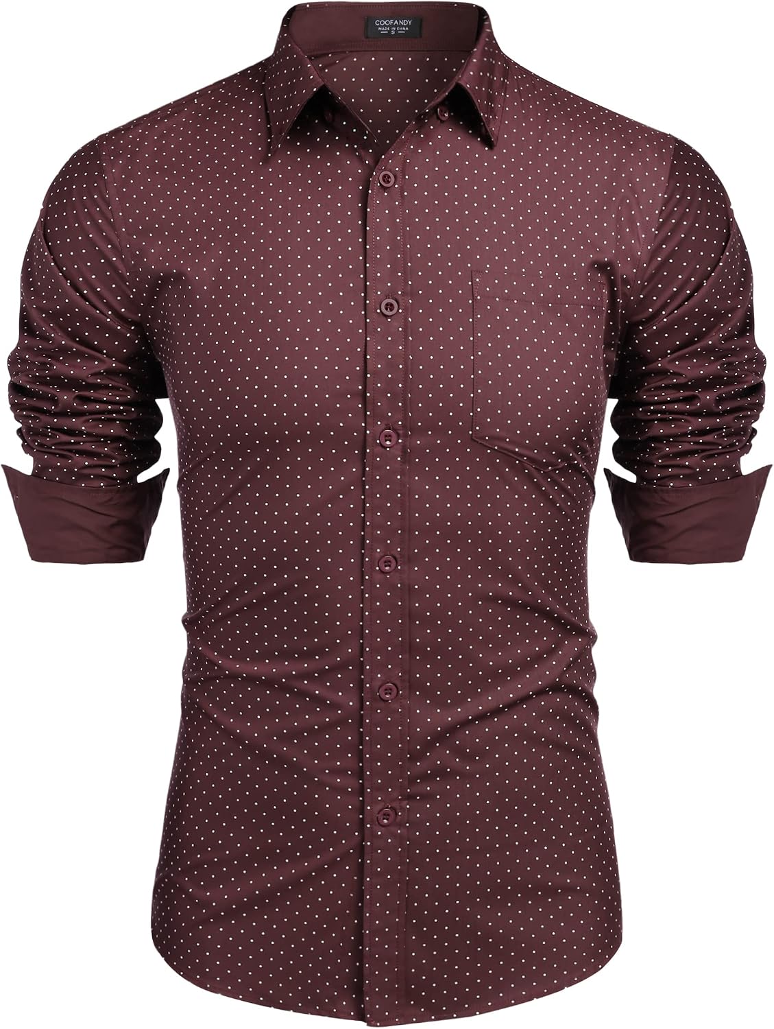 COOFANDY Men's Business Dress Shirt Long Sleeve Regular Fit Shirt Casual Polka Dot Printed Button Down Shirts
