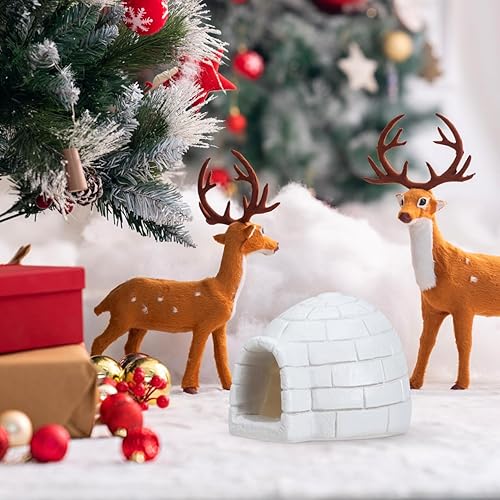Vista 7 de HOMSFOU Mini iglú - Juguete realista de casa de hielo, figuras árticas, juguetes de oso blanco, diorama ártico, cumpleaños para niños y niñas, casa