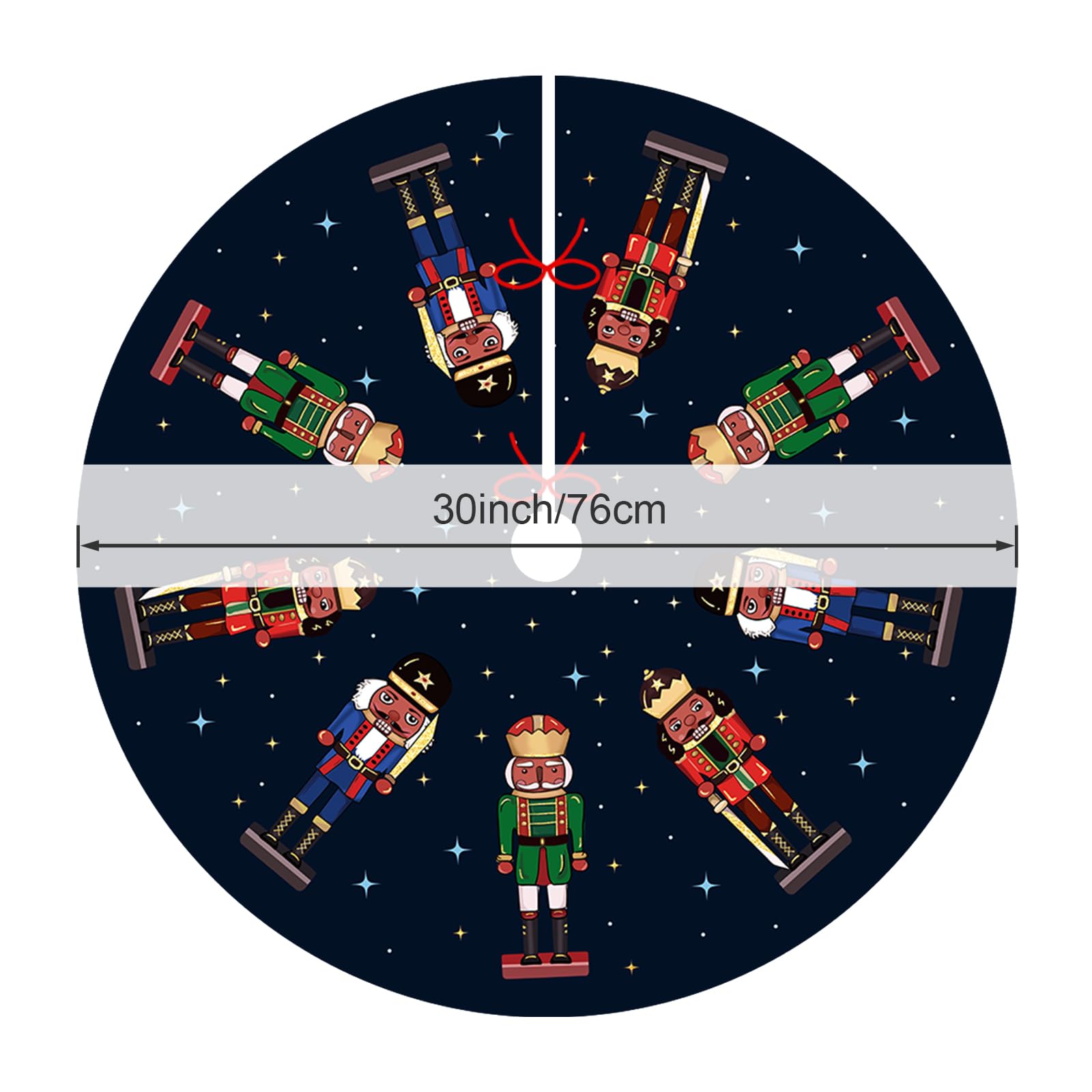 Tian Zhun Christmas Tree Skirt Dark Blue Tree Skirt Nutcracker Xmas Party Winter Holiday Tree Mat 30 Inch for Indoor Outdoor Decorations - Image 3