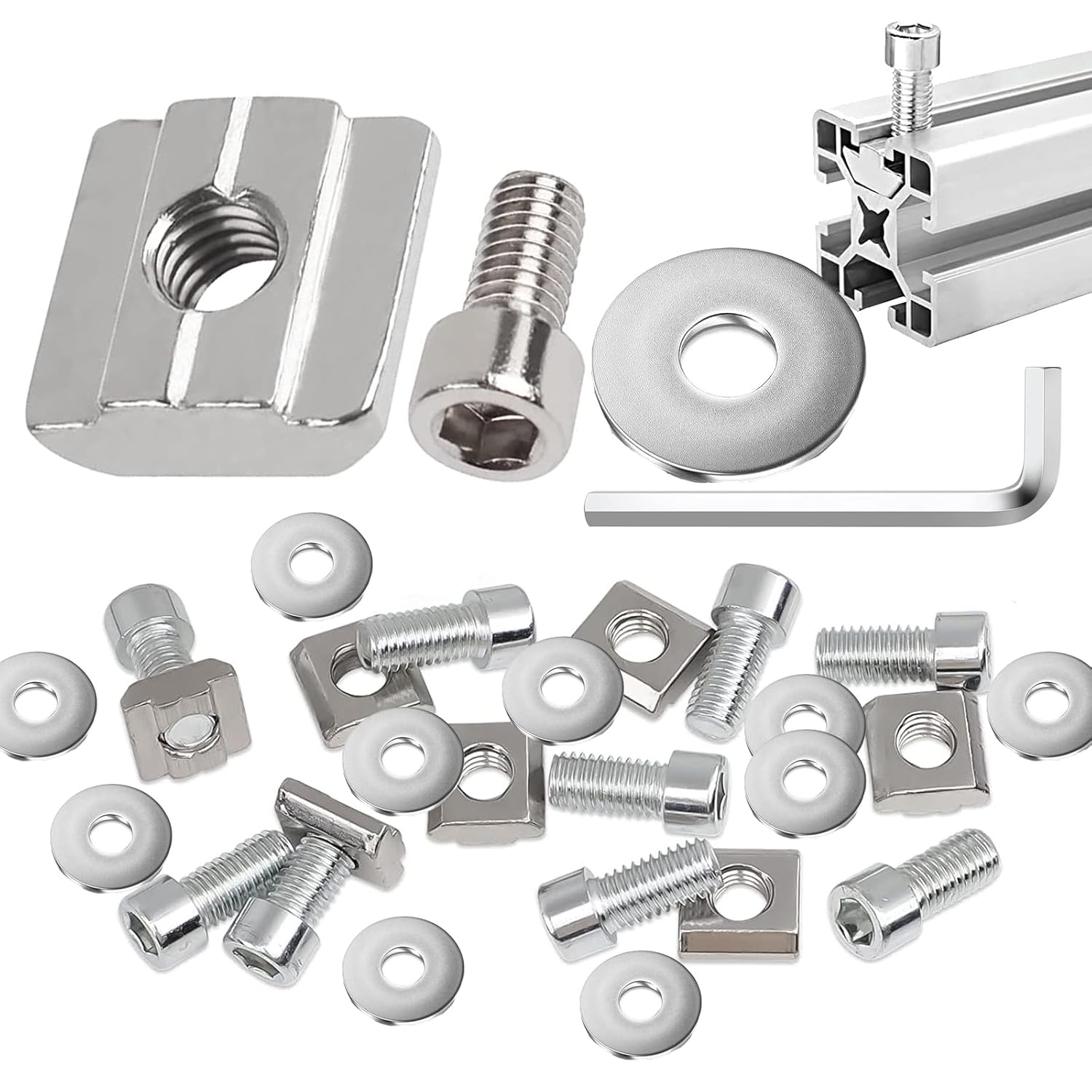 qingmeng Nutensteine M8, 31Stück T Nut Schiene M8 mit Schrauben