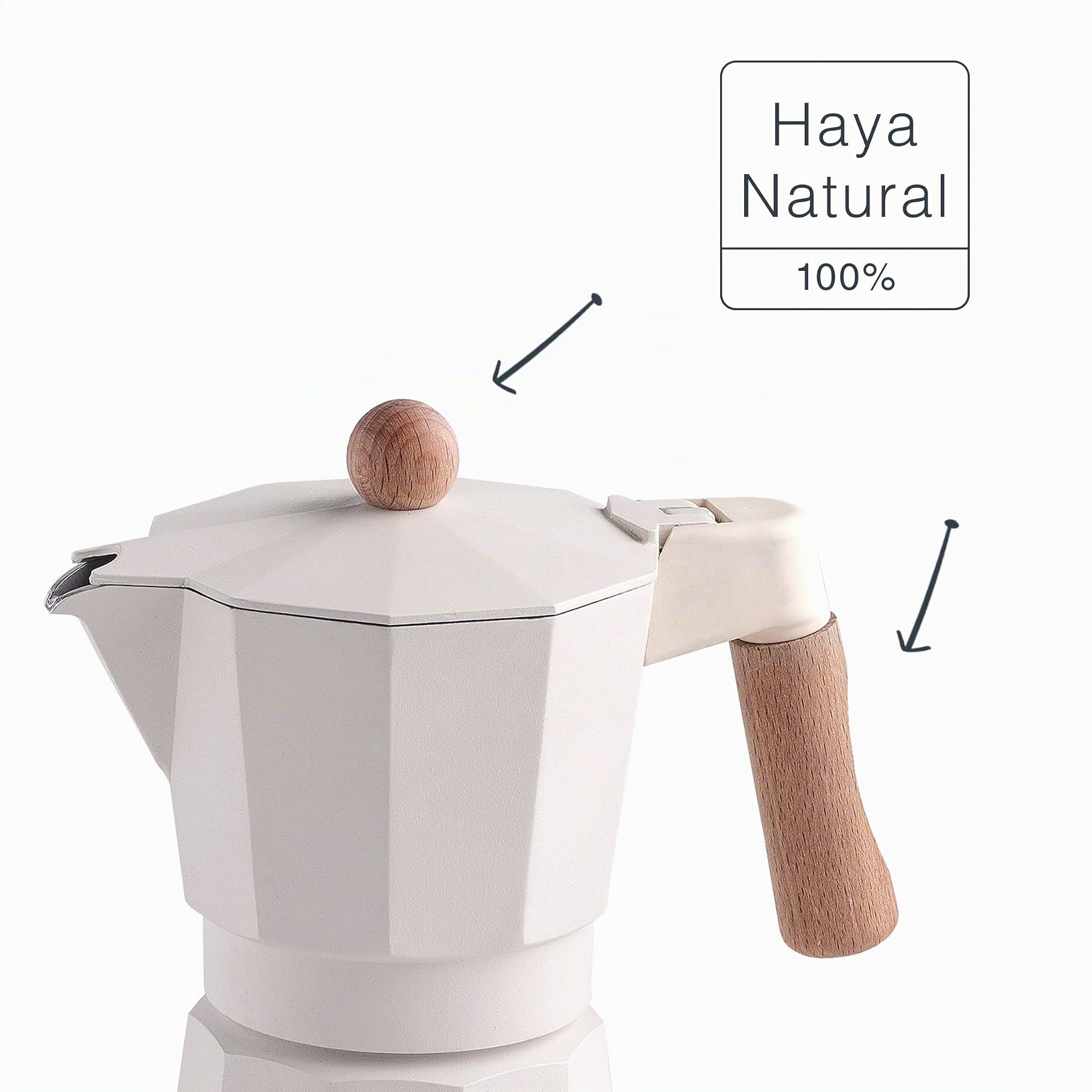 LACOR 62099 - Cafetera Italiana Trento White, Cafetera Express, Aluminio | En aluminio ligero, para un café intenso en casa; apto para inducción, ideal para cocina profesional y uso diario en casa