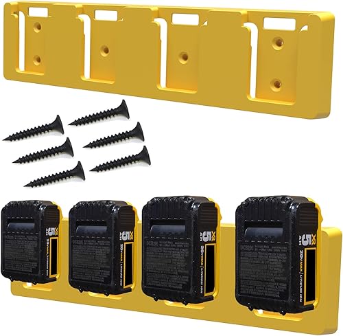 SZWJT-LV Soporte de batería compatible con DeWalt de 20 V, soporte de batería a granel de 4 ranuras, herramientas Dewallt de 20 V, soporte de gancho