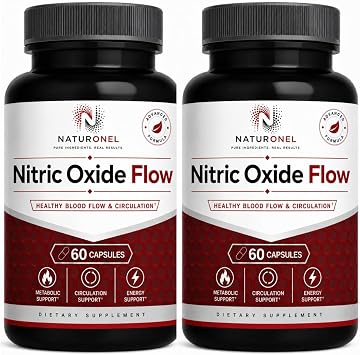 Nitric Oxide Flow (2-Pack) Advanced Nitric Oxide Booster with L-Arginine, AKG, L-Citrulline & Beta Alanine - Supports Healthy Blood Flow, Circulation, Nitric Oxide Flow Supplement