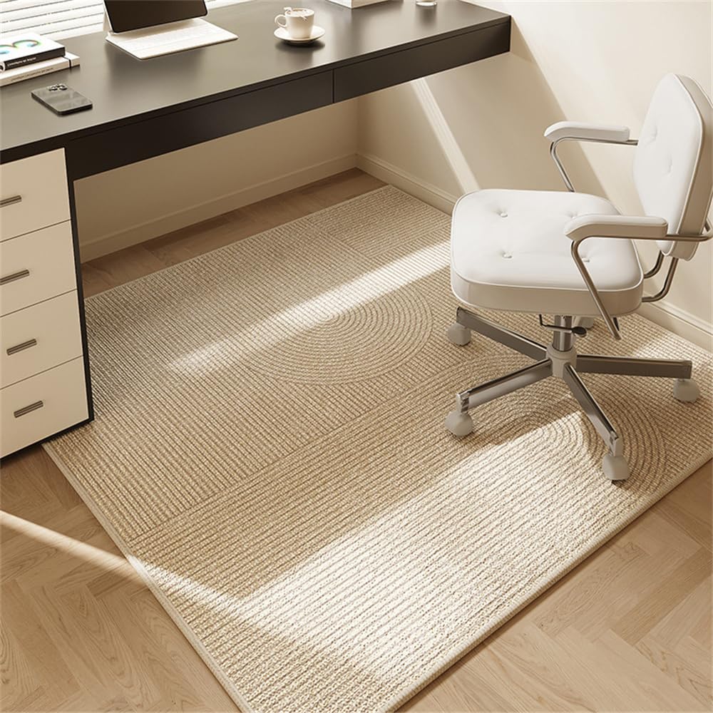 Odot Square Desk Chair Mat, Protective Floor Mat, Non-Slip Wheelchair Gaming, Office Protection Mat, for Parquet Hard Floors (Linen Printing, 120 x 120 cm)