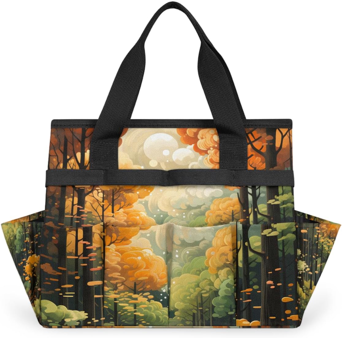 Autumn Forest Garden Tool Bag with Hard Bottom and 10 Pockets