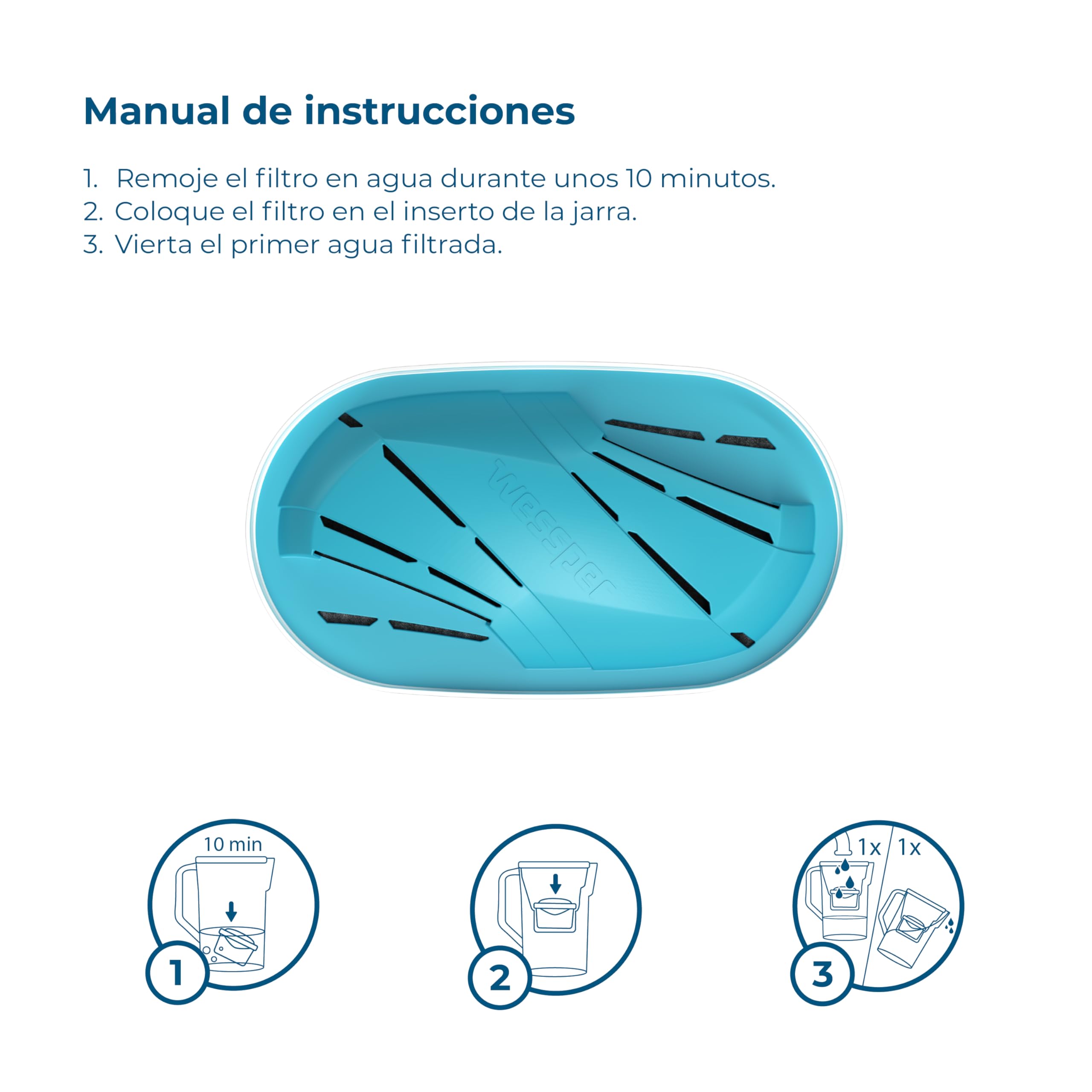 Wessper® AQUAMAX Alkaline Cartuchos de filtrado de Agua, Compatible con BRITA Maxtra, PearlCo, FilterLogic, AmazonBasics - 10 Unidades