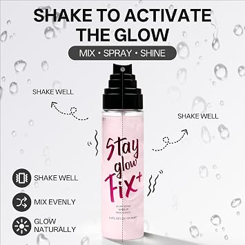Makeup Setting Spray, Long Lasting Shimmer Fixing Spray for Face Body Makeup, Lightweight Hydrating Setting Mist with Dewy Finish, Waterproof Resistant Face Make Up Primer for All Skin Type, 3.4 Fl Oz
