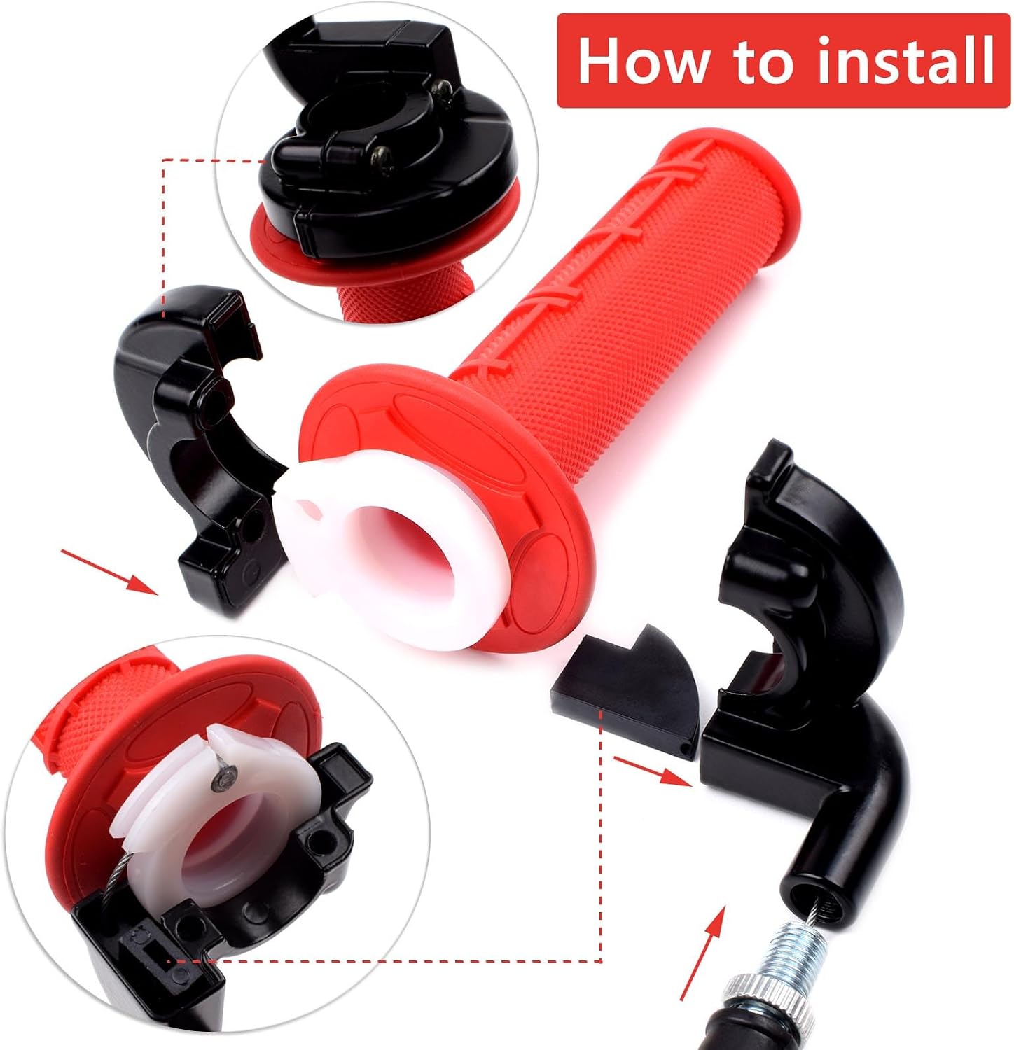 7/8" 22mm Twist Throttle Accelerator Soft Rubble Handle Grip Cable kit for 50cc 90cc 110cc 125cc 4-Stroke SSR Coolster Apollo CRF50 Roketa Pit/Dirt/Mini/ATV Quad Pocket Bike