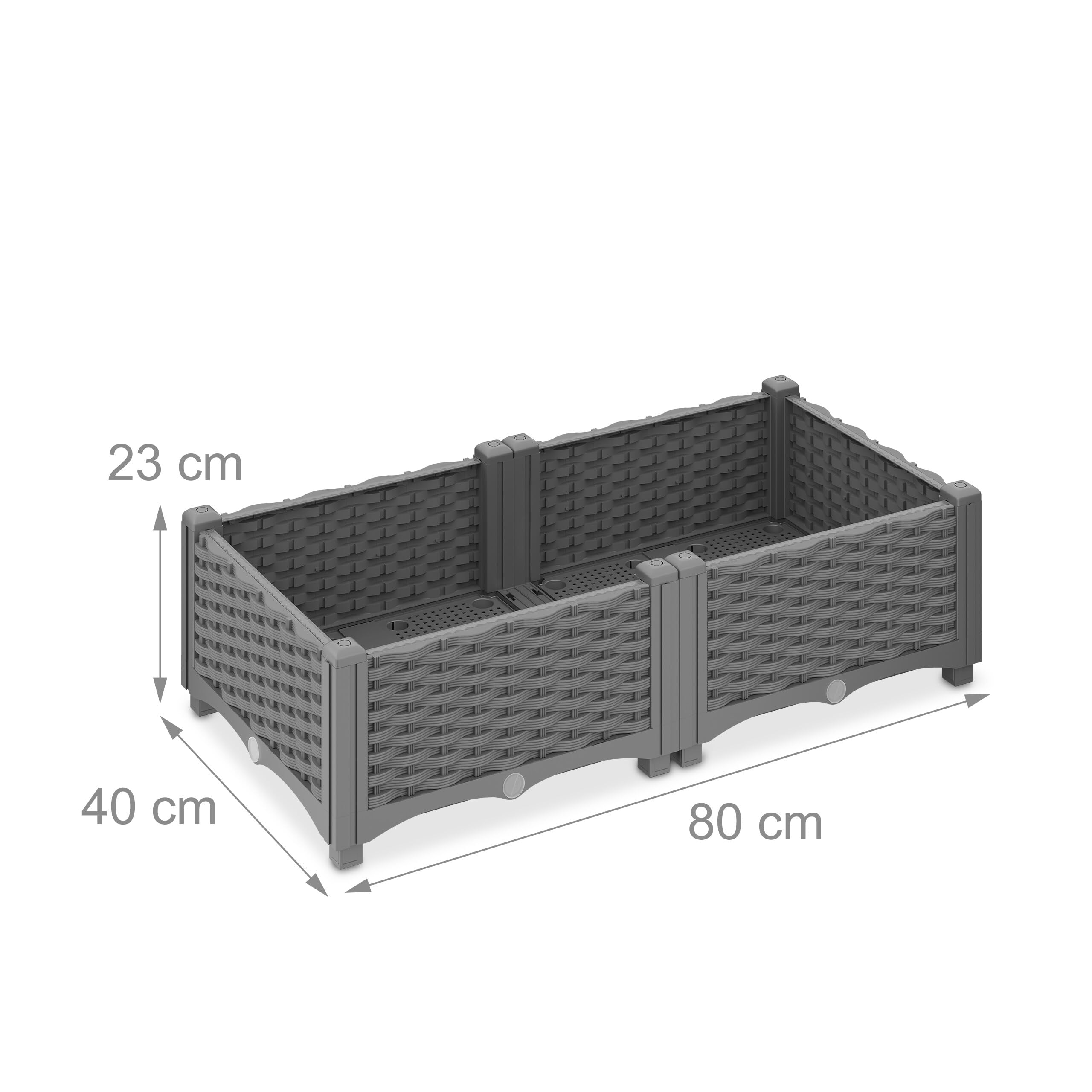 Relaxdays plantenbakken xxl - set van 3 - grote bloembakken - hoge