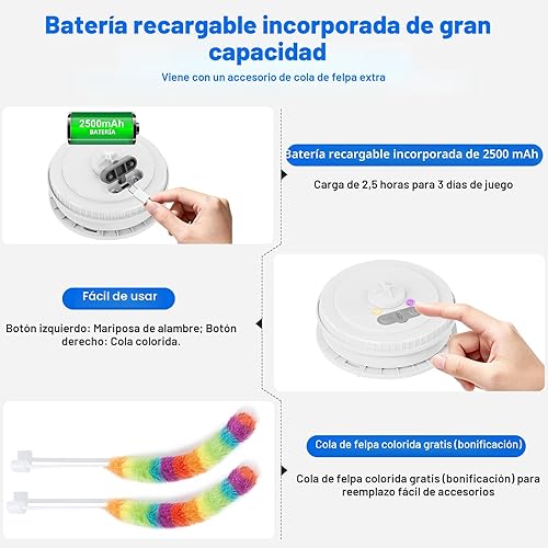 Interactive Cat Toys for Indoor Cats,[Newly Upgraded] — side view showing full product dimensions